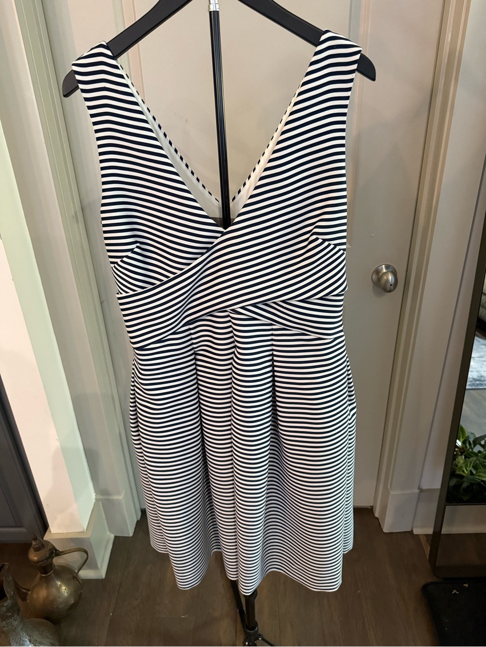 H By Hudson Navy and White Striped Sleeveless Dress